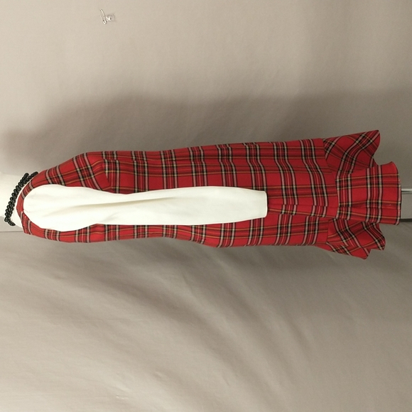 Red Plaid Jumper Ruffle Hem NWT Talbots mrk2P fit4 see Measurements Midi Stewart - Picture 3 of 11